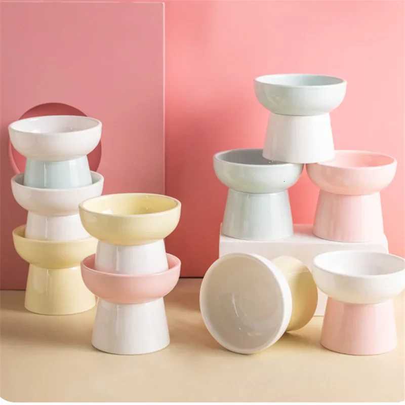 1pc Ceramic Pet Bowl High Foot Protection To Prevent Cervical Spine From Tipping Over Dog Feeder for Dog Cat Drink Water and Eat Y250806