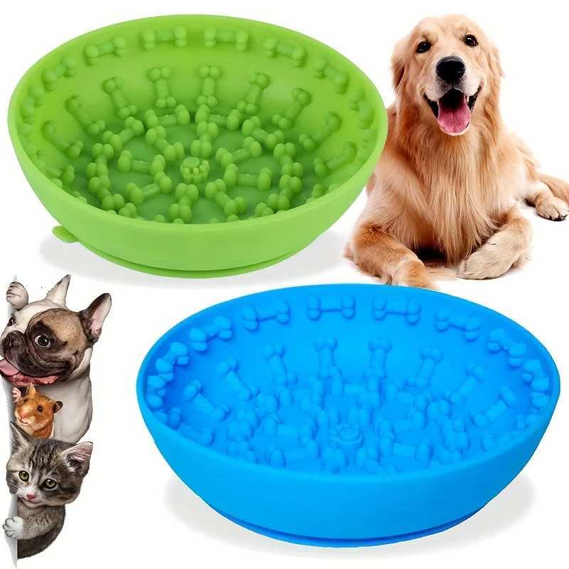Slow Food Bowl Feeder Pet Bowl Tableware Anti-tip Pads Suction Cups Slow Food Basins Plates Massage Licking Dog Food Bowl Y250806