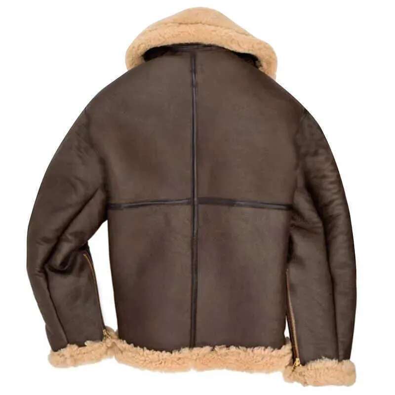 Men's Winter Men Faux Fur Jackets Solid PU Leather Warm Long Sleeve Fashion Soft Streetwear Coat Casual Thicken Outwear