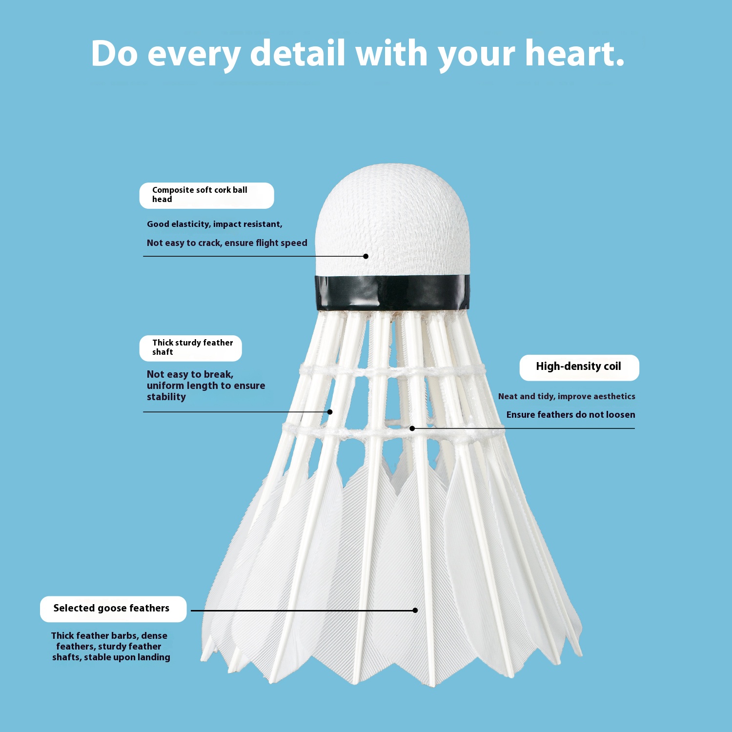 Goose Feather Badminton Shuttlecocks Super Durable Stable Flight Training Matches and Practice Sessions