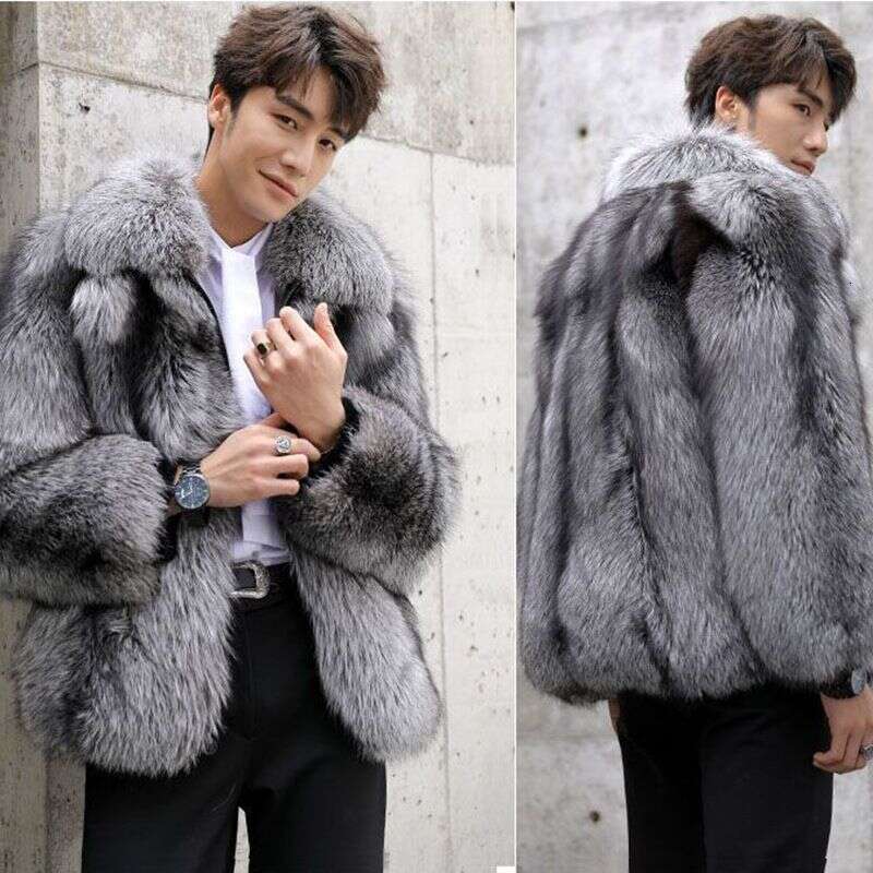 Men's Clothing Autumn-Winter Men's Fashion Casual Sier Fox Fur Coat Thickened To Keep Warm