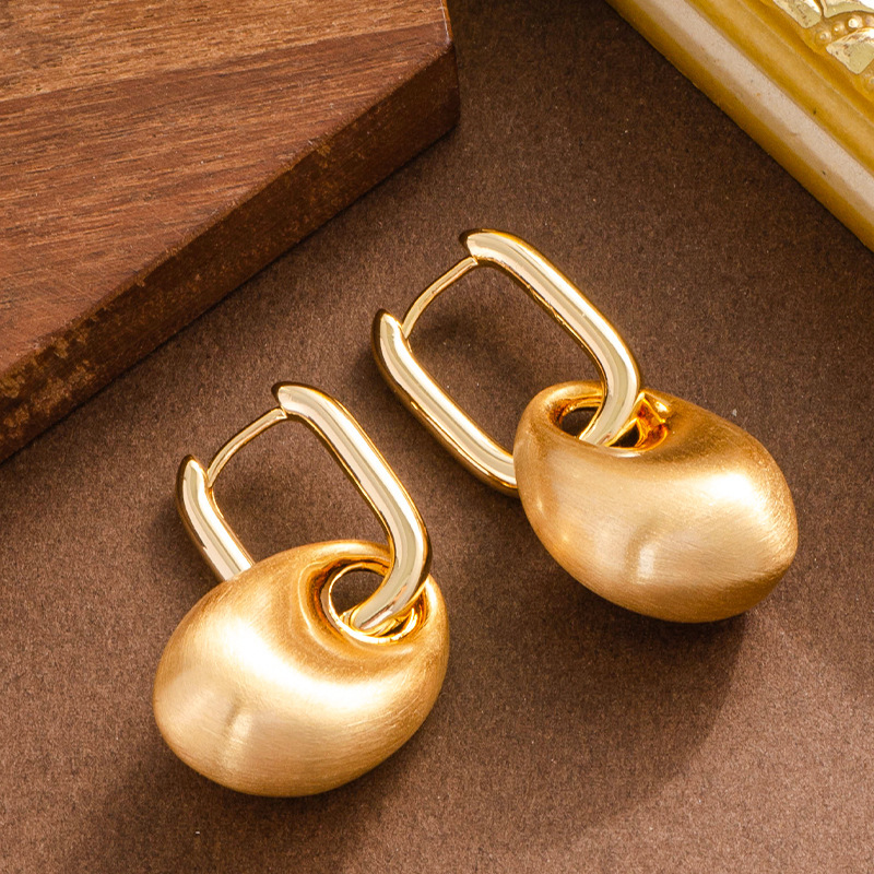 Fashion Brushed Irregular Geometric Pendant Earrings for Women High-End Light Simple Ear Jewelry