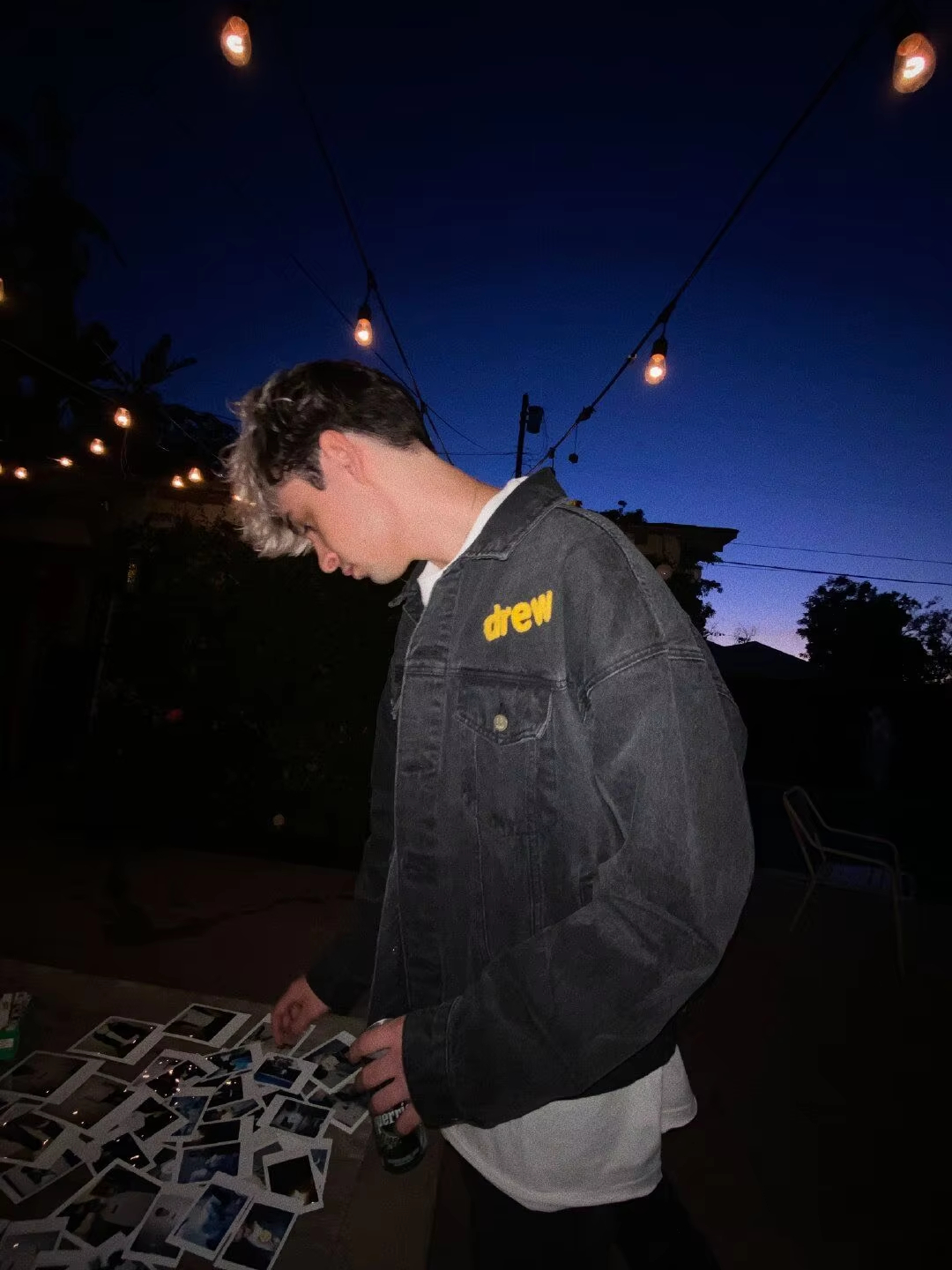 Drew House Knitting embroidery Men's Clothing autumn and winter designer niche American retro print loose denim jacket