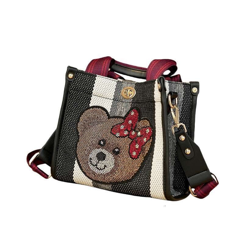 Designer Bags Hot selling Bear Print Tote Bag High quality Spacious Wide Strap Shoulder Crossbody Purse Stream Trendy Fall Winter Handbag