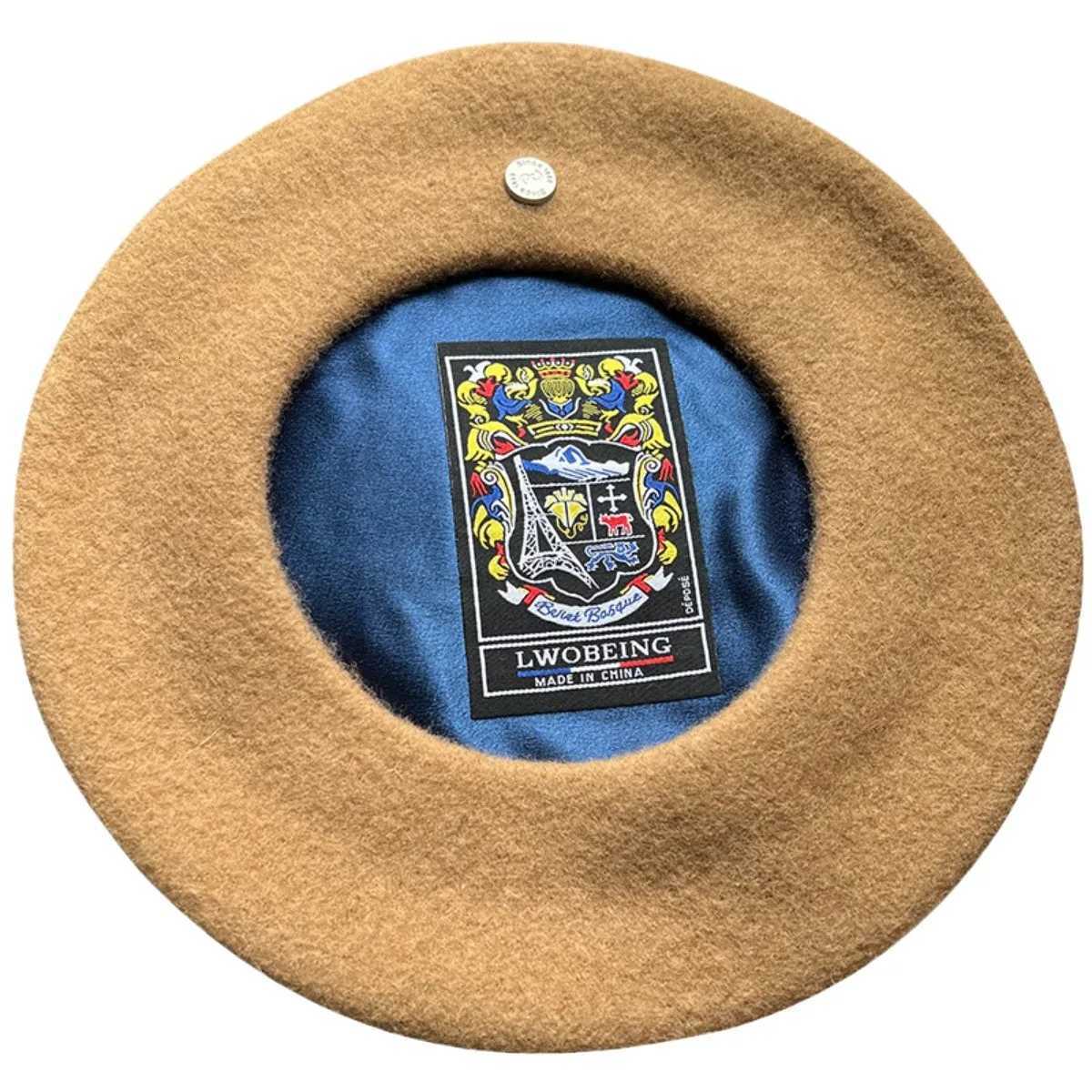 Vintage Winter Thick Warm Woolen Plain Beret Hat for Womens Girls Spanish Print Artist Casual Solid Color Beanie C XJ250807