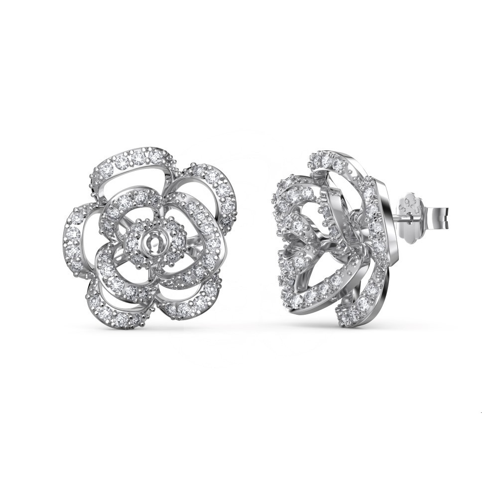 Free Shipping Designer Luxury Jewelry S925 Sterling Silver Earrings Round Zircon Full Diamond Inlaid Rose Flower Versatile Ear Studs Women's Acce