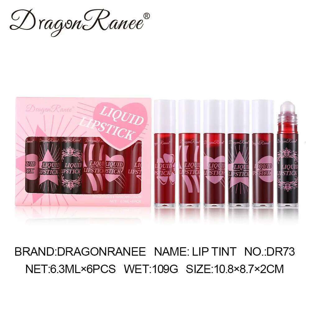 6-piece Roll-on Glaze Set Staining Lip Oil Moisturizing Hydrating Roller Ball Liquid Sexy Red Lipstick Water Makeup X250807