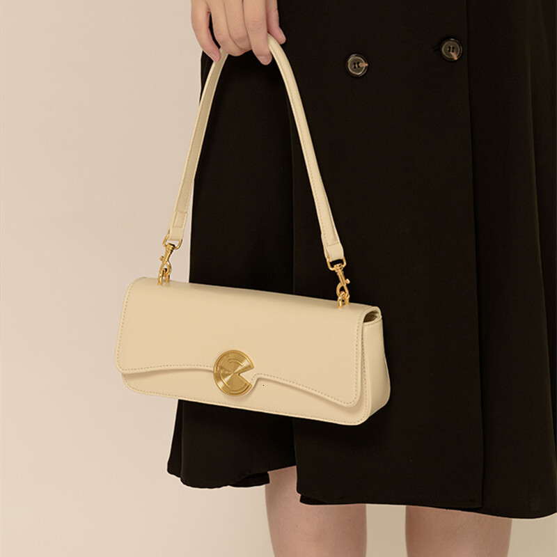 Free Shipping Designer Luxury Cowhide Underarm Bag New High-end Handheld Baguette Bag For Women Niche Crossbody Bag Genuine Leather Shoulder Bag