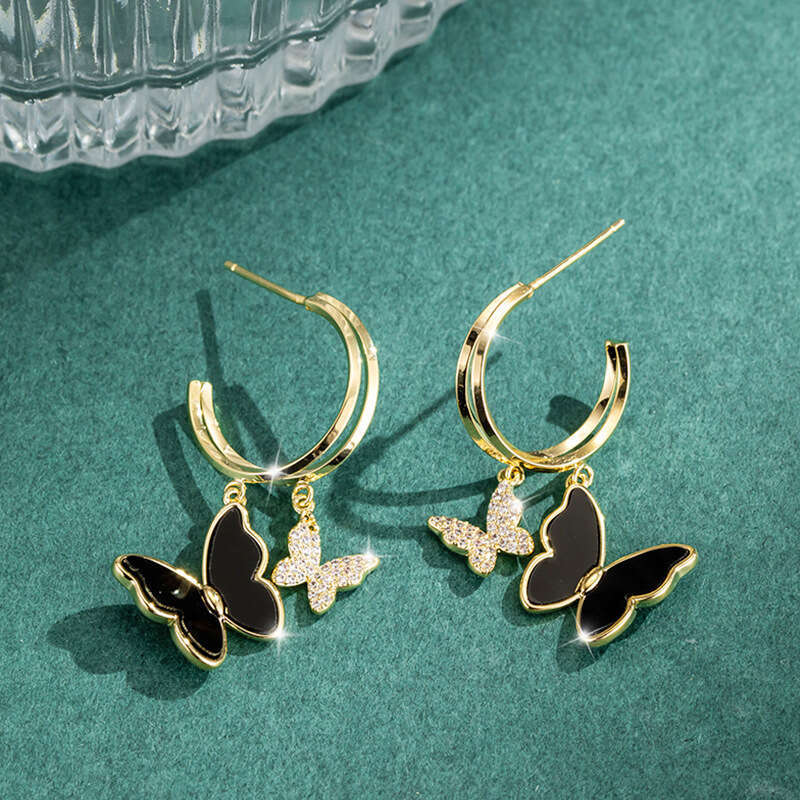 Earrings Designer Luxury jewelry for Women Butterfly Double Flying Earring copper plated with 18K gold silver Simple Fashion Festival vacation gifts