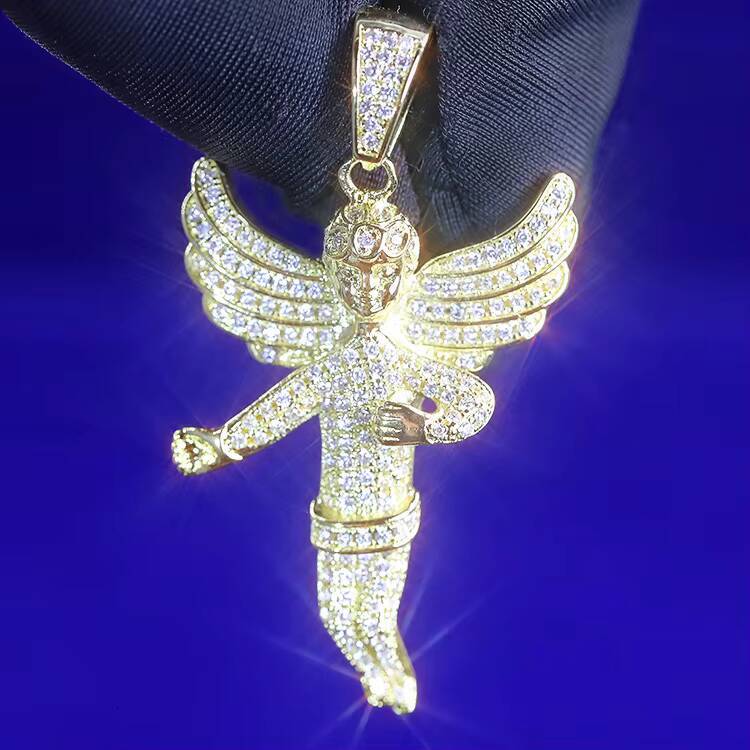 Hot Sale Cupid Pass Diamond test RTS Angel Pendants 925 Solid Silver with VVS Moissanite Diamonds Angel Pendants for Necklace