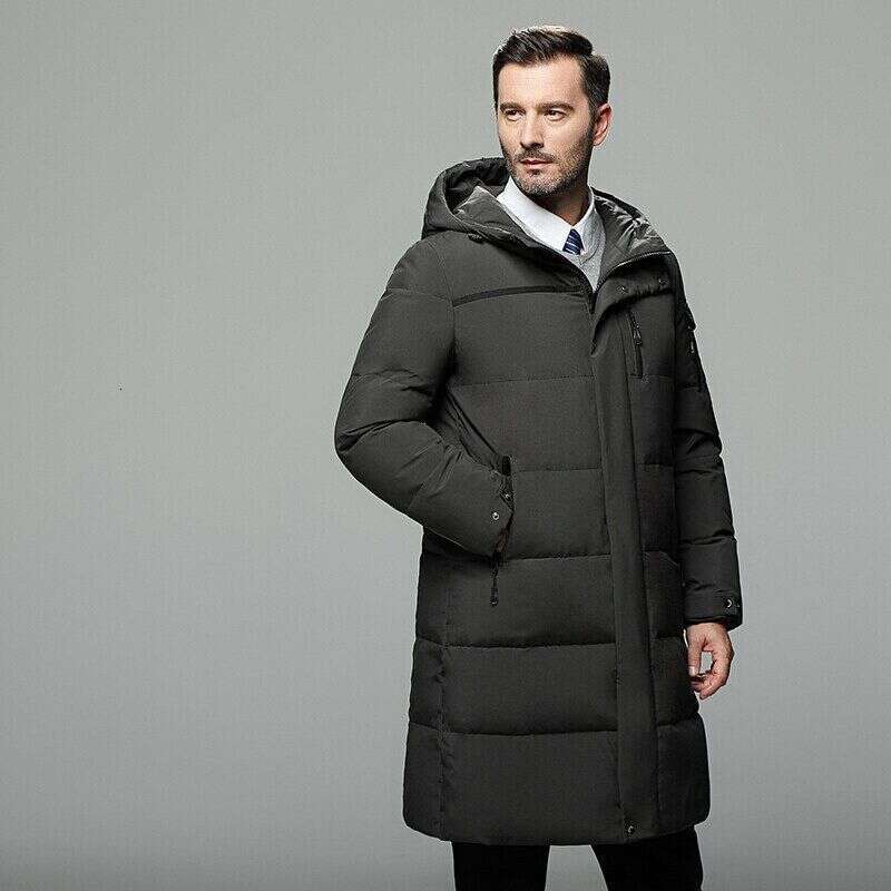 Winter New Product Thickened Hooded For Men's Youth White Duck Down Warm Mid Length Coat