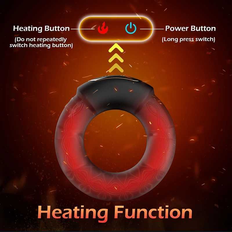 Vibrating Penis Cock Ring with Heating Delay Ejaculation Vibrator Adult Sex Toys for Men Longer Harder Stronger Erection W250807