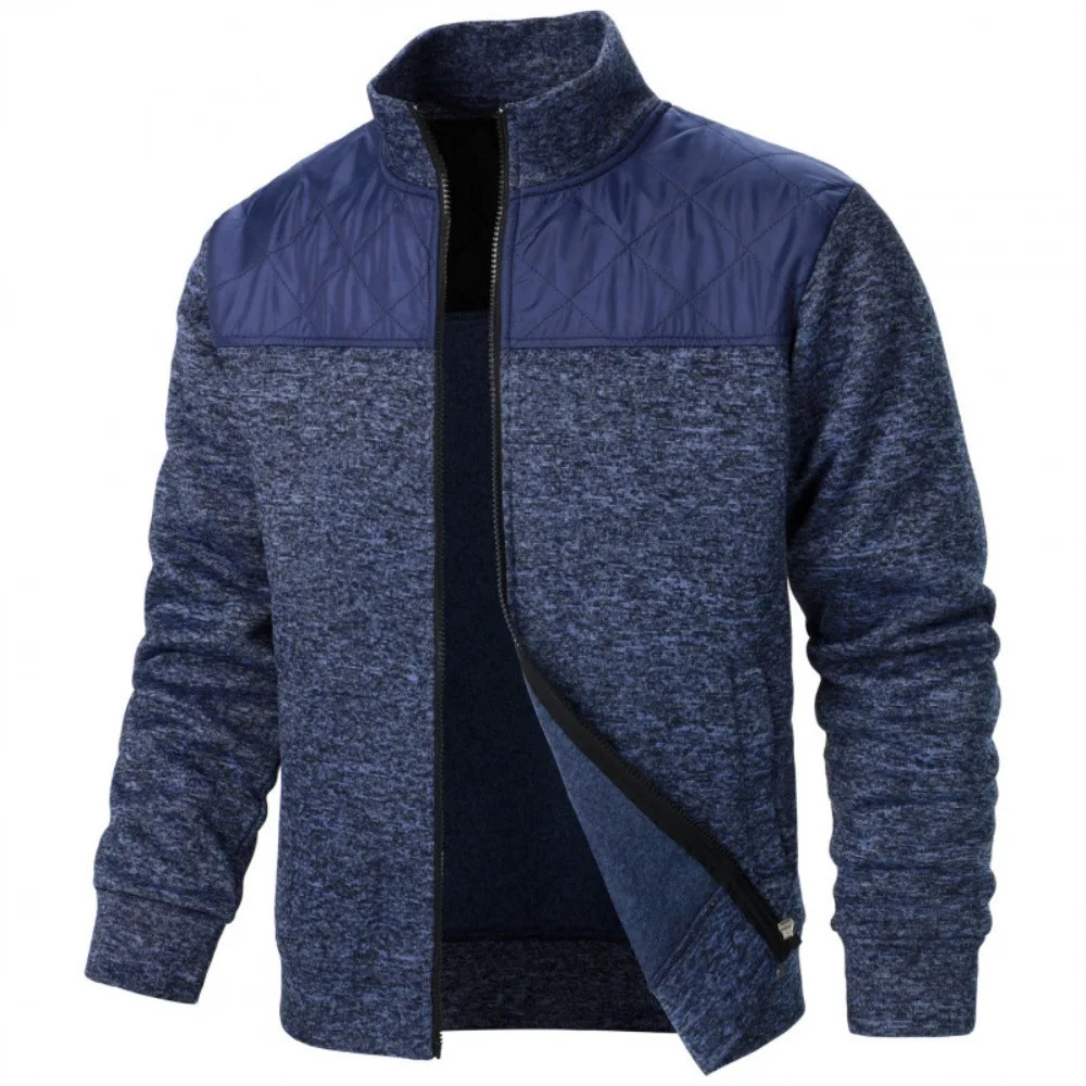 Mens Jacket Patchwork Stand Collar Slim Fit Cardigan Sweatshirt Sportswear Casual Autumn Coat Zip Up 250807