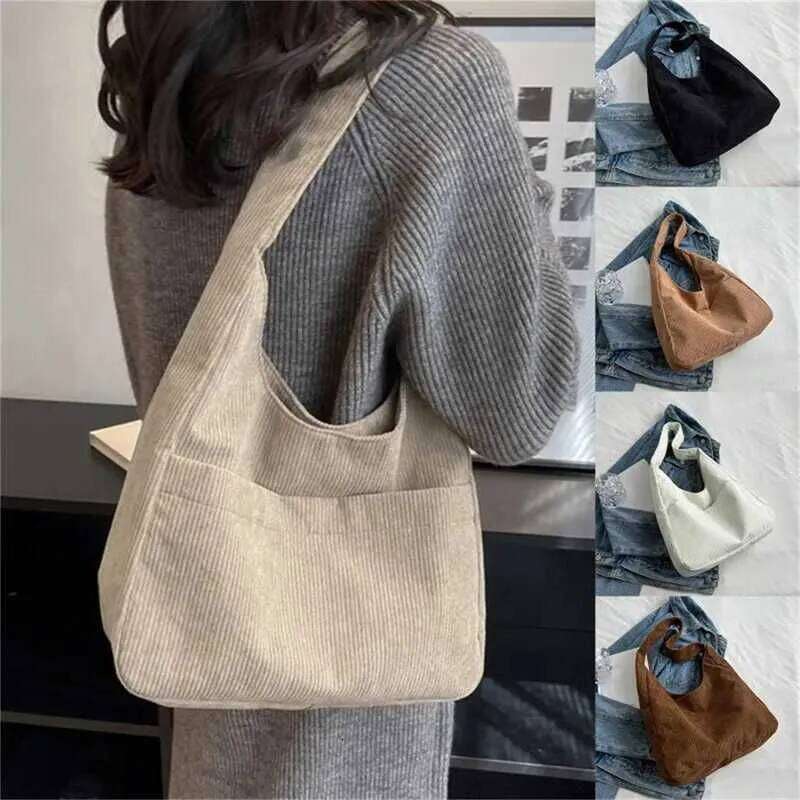 Designer Bag Corduroy Shoulder Bags 2024 Women Fashion Leisure College Style Shopper Multi-Pocket Large Capacity Designer Handbags
