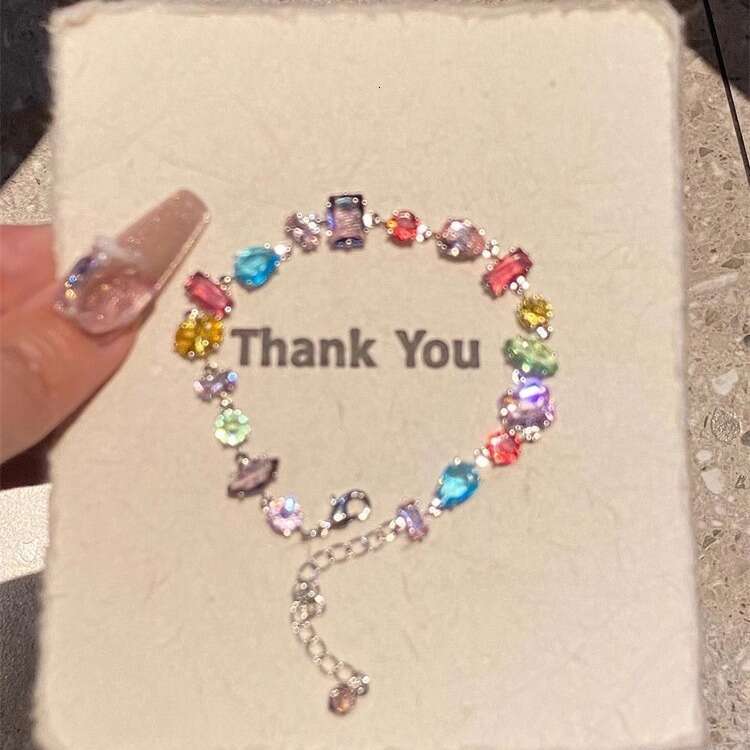 Colorful Crystal Candy Zircon Bracelet Light Niche High-end Forest Style Beaded Jewelry 2024 Accessories