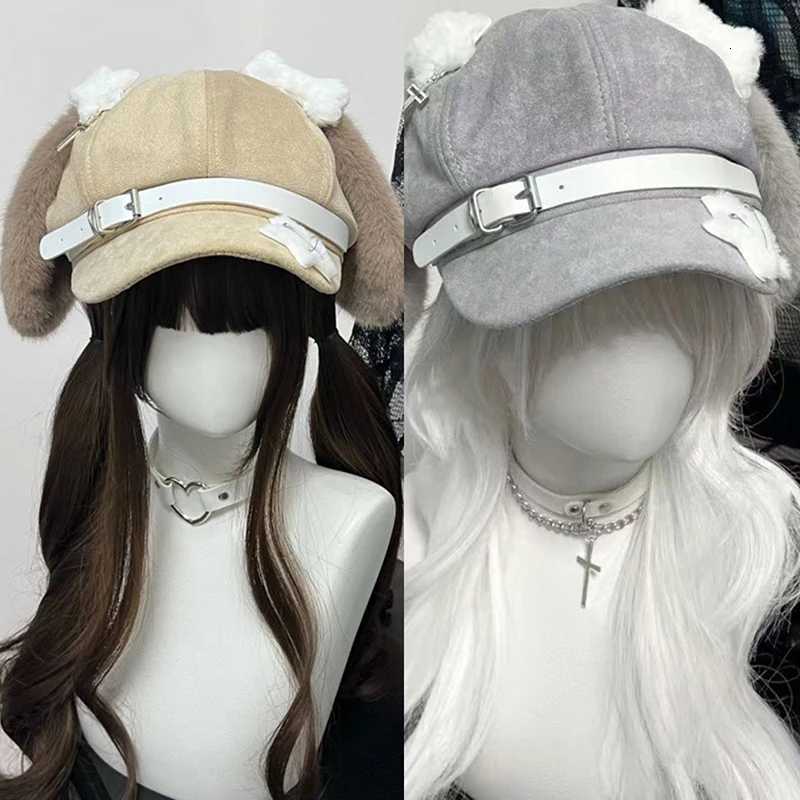 Gothic Lolita Beret Kaii Hat Punk Bone Long Eared Puppy Hat For Women Girls Cosplay Hats Versatile Sunscreen Hat Gifts XJ250807