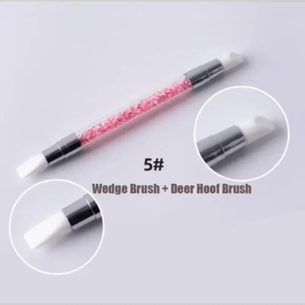 Double-ended Silicone Press Pen Wedge Deer Hoof Brush Nail Supplies Carving DIY Glitter Powder Sticker Manicure Tips Nail Tool 250805
