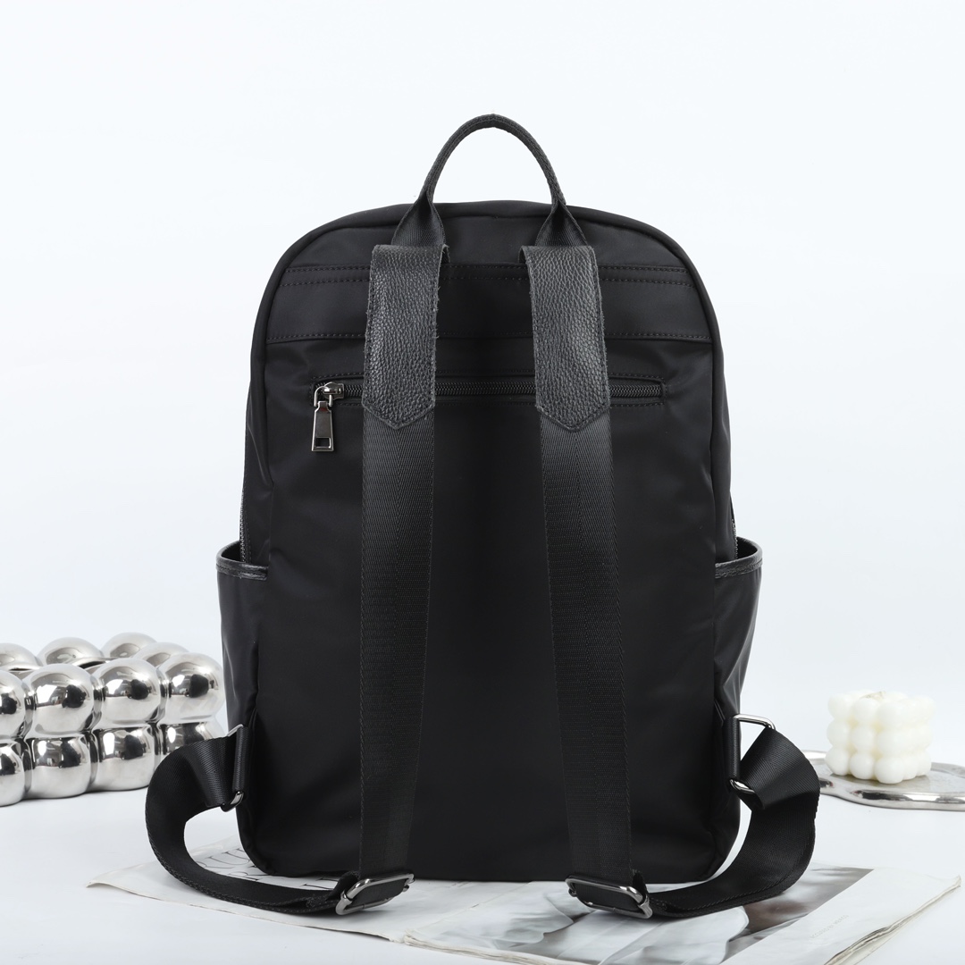 5639XL01 Waterproof Fabric Neutral Style Backpack High-capacity Paired With Cowhide Leather Lightweight and Simple Business Travel Computer Bag