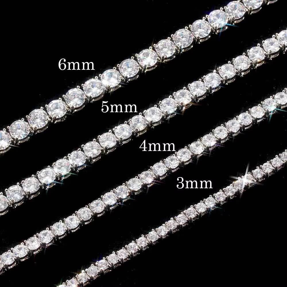 3/4/5mm 925 Sterling Silver Tennis Necklace for Men and Women with Shining Diamond;