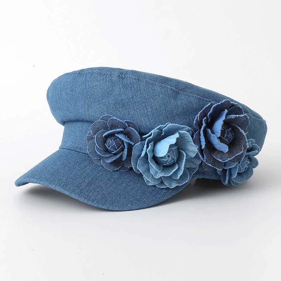 Womens Denim Beret Fashion Ladies Trend Flat Top Fabric Military Cs XJ250807