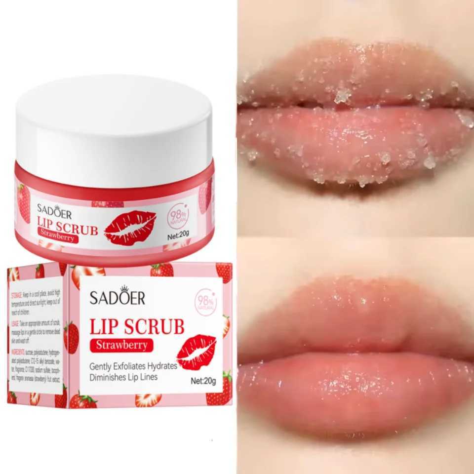 Strawberry Lip Scrub Removes Dead Skin Cuticle Lightens Lip Lines Brightens Lip Color Smooths Moisturize Soften Pink Lips MakeupXJ250807