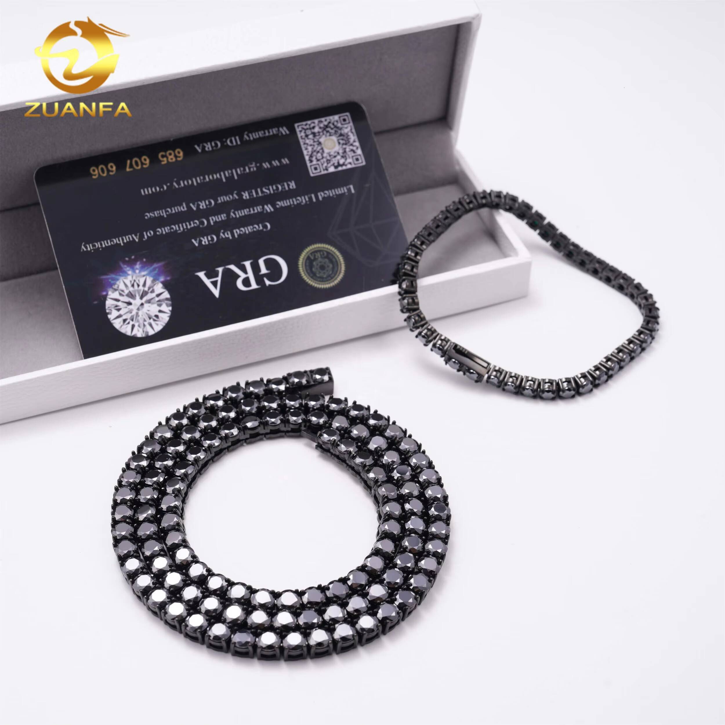 Ready to Ship Tennis Bracelet Lab Diamond No Tarnish Stainless Steel 316L Vvs Black Moissanite Tennis Chain