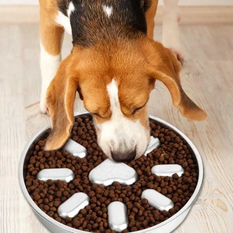 Slow Feeder Bowl Dog Maze Food Bowl Slow Feeder Stainless Steel Non Slip Anti Choking Maze Dishes Pet Supplies Food Containers Y250806