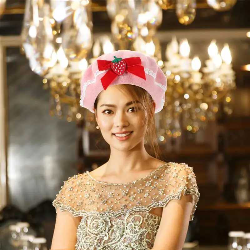 Berets Women Hat Shortcake Bowknot Christmas Bridal Outfits Female Warm All-Match Hat Painter Sterry Clothing Accessories XJ250807