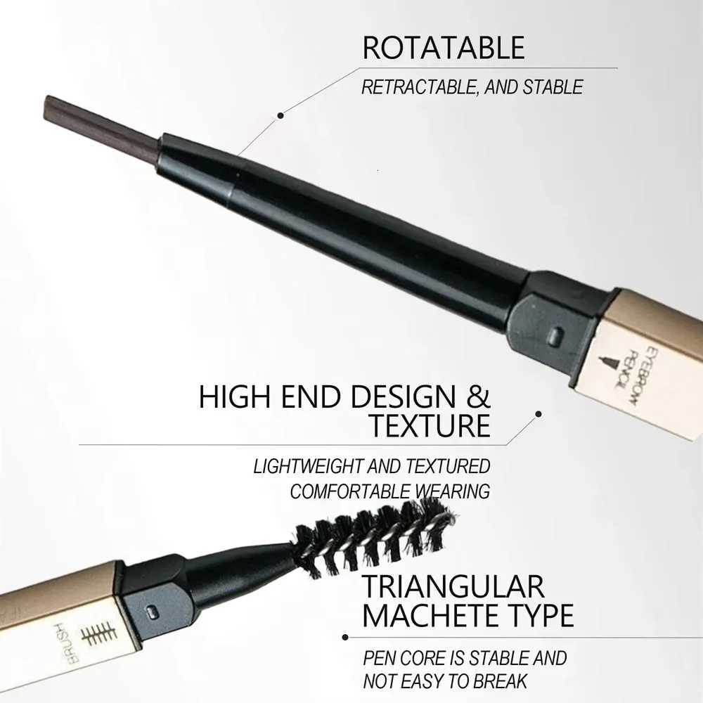 5 Colors With Brush Double Head Eyebrow Pencil Waterproof Smooth Eyebrow Stick Sweatproof Eyebrow Gel Tattoo Pencil Cosmetics W250807
