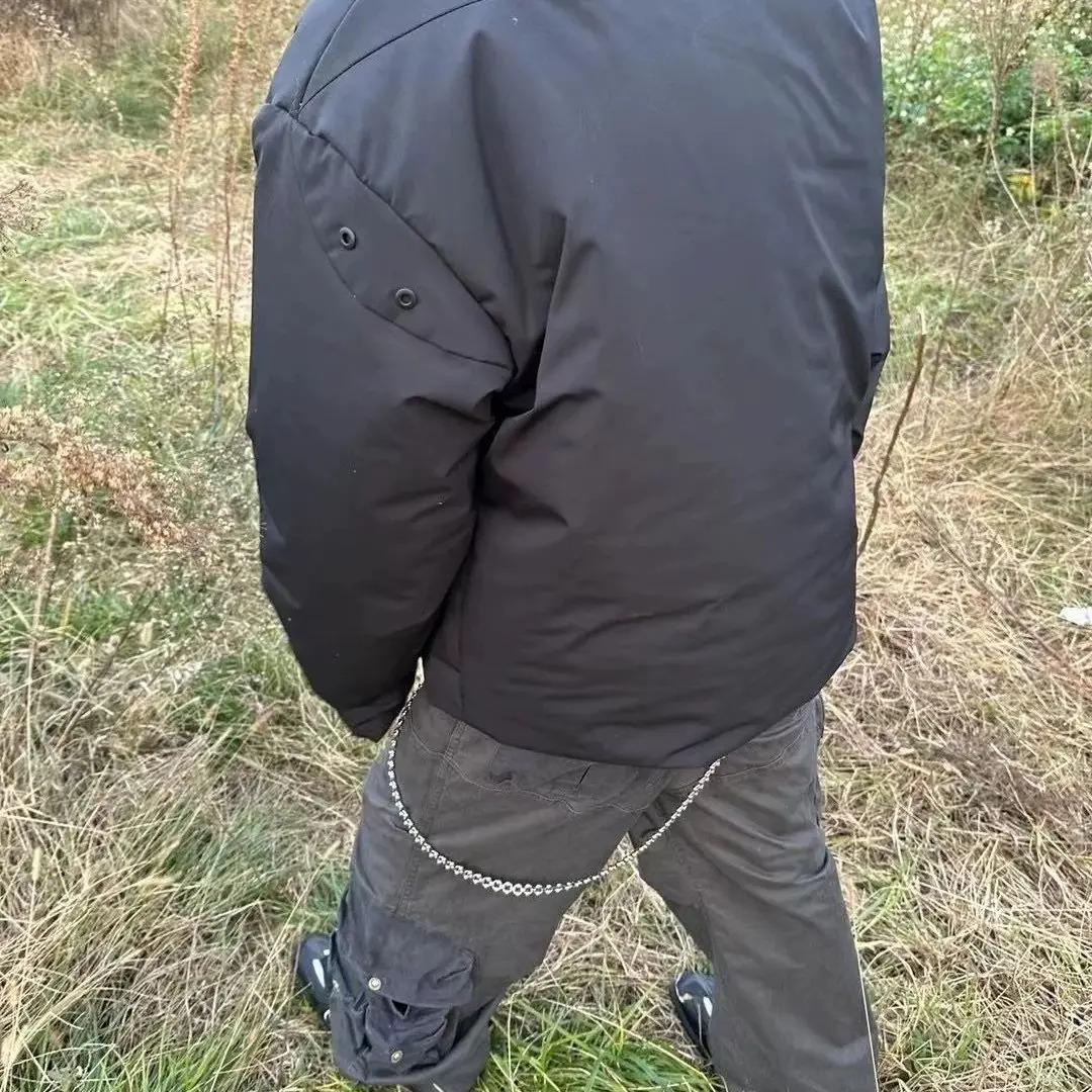 Handmade chain punk style pants chain paired with large white copper U-shaped hook fashionable and unique waist accessory 250805