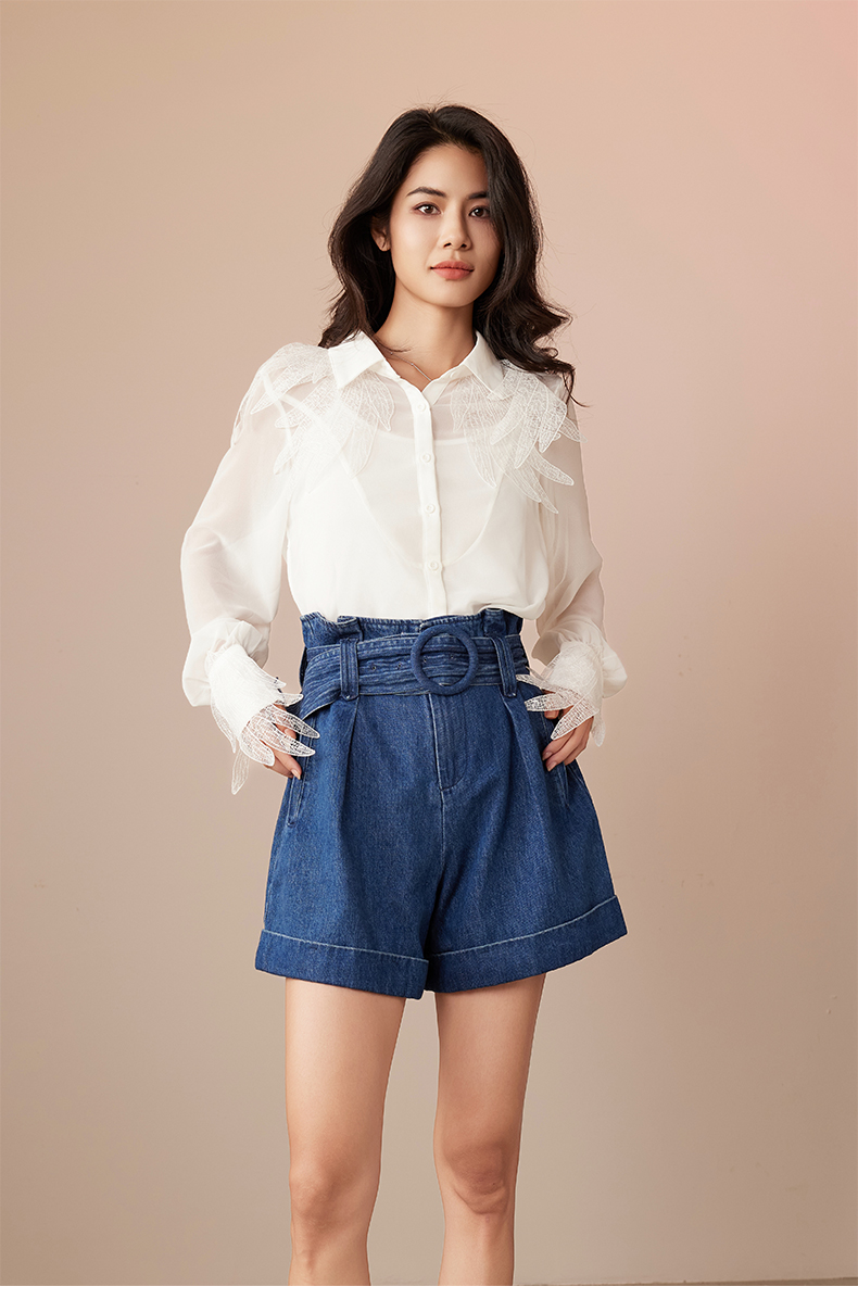 Womens Casual High Waisted Denim Shorts Wide Leg Summer Jean Shorts with Pockets 6113547