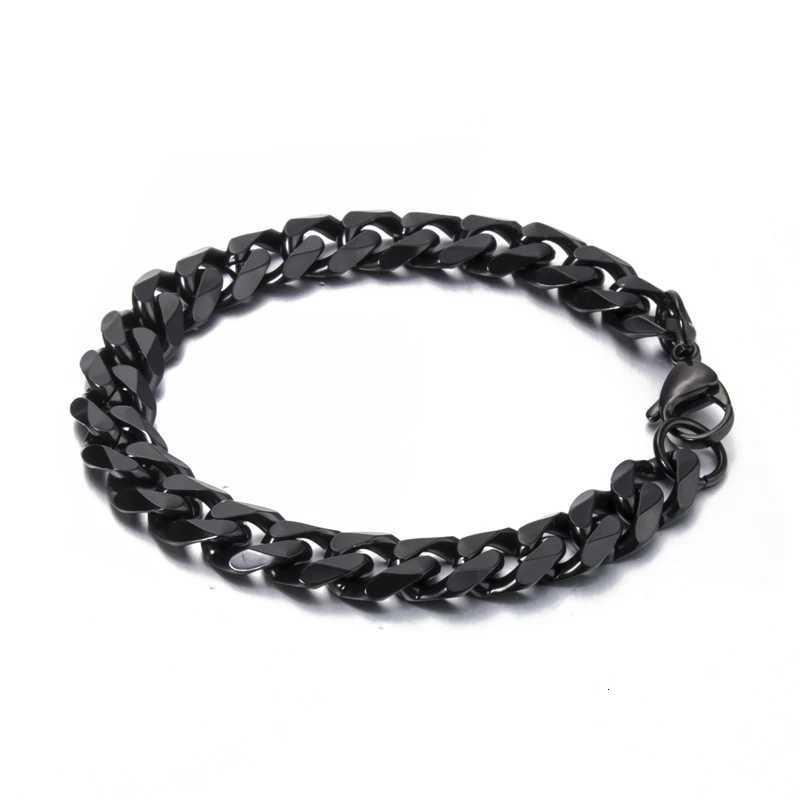 18cm 20cm 23cm Men Bracelets Silver/Gold/Black Color Curb Cuban Link Stainless Steel Bracelet For Women Mens Jewelry W250807