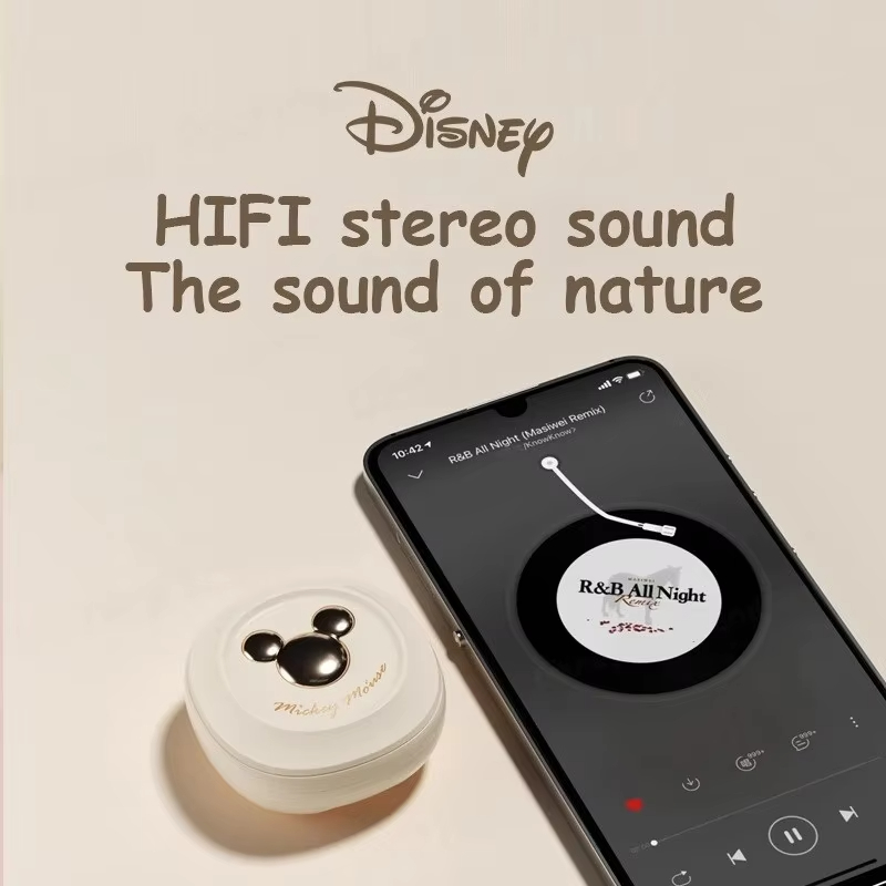 Disney TWS Bluetooth Earphones HIFI Stereo Sound Music HD Call Gaming Headset D68 Noise Reduction Earbuds Mickey Sliding Cover