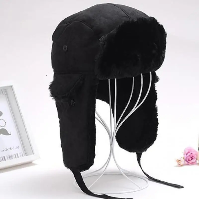 Bomber Hat Female Winter For Men Women Thick Warm Fur Velvet Cold Cap Male Snow Russian Ear Flap 250806