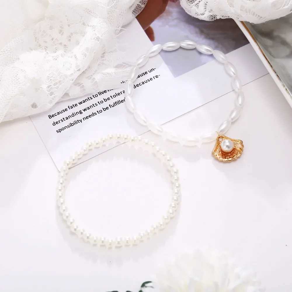 New Fashion Bohemian Simulated Pearl Chain Wedding Anklet for Women Gold Color Shell Pendant Anklet Jewelry Gift Y250805