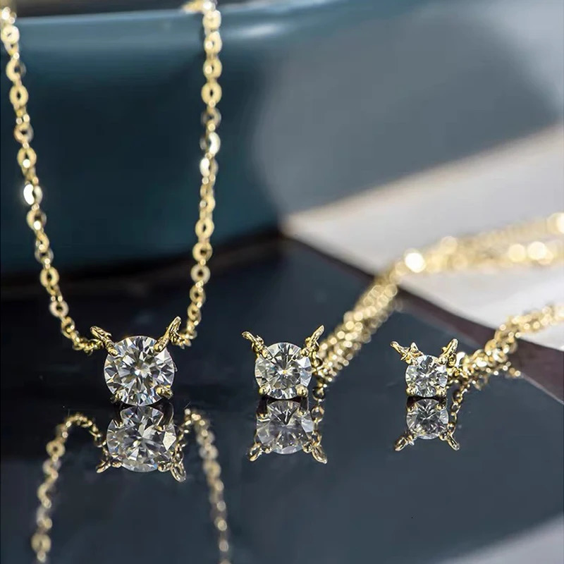 Anziw Original 3CT 1CT 2CT Necklace Real 925 Silver Chain 6.5-9mm Solitaire Pendant Necklaces For Women Jewelry Gifts 250730