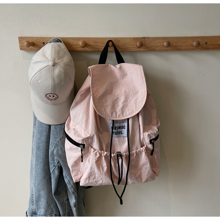 Free shipping designer 2025 New Summer Backpack Drawstring Adjustable Black Khaki Nylon Backpack Large Capacity Lightweight