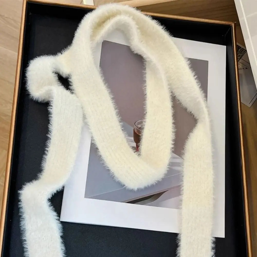 Soft Solid Color Wool Shawl Y2K Dressing Decoration Knitted Scarf Ribbon Korean Style Long Narrow Scarves AutumnWinter 250805