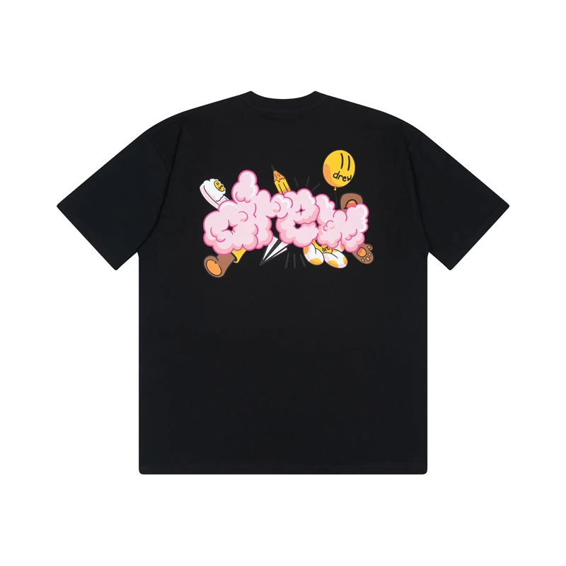 Drew House New Mens Clothing print logo T shirt men's and women's printed loose short sleeve T-shirt Designer luxury
