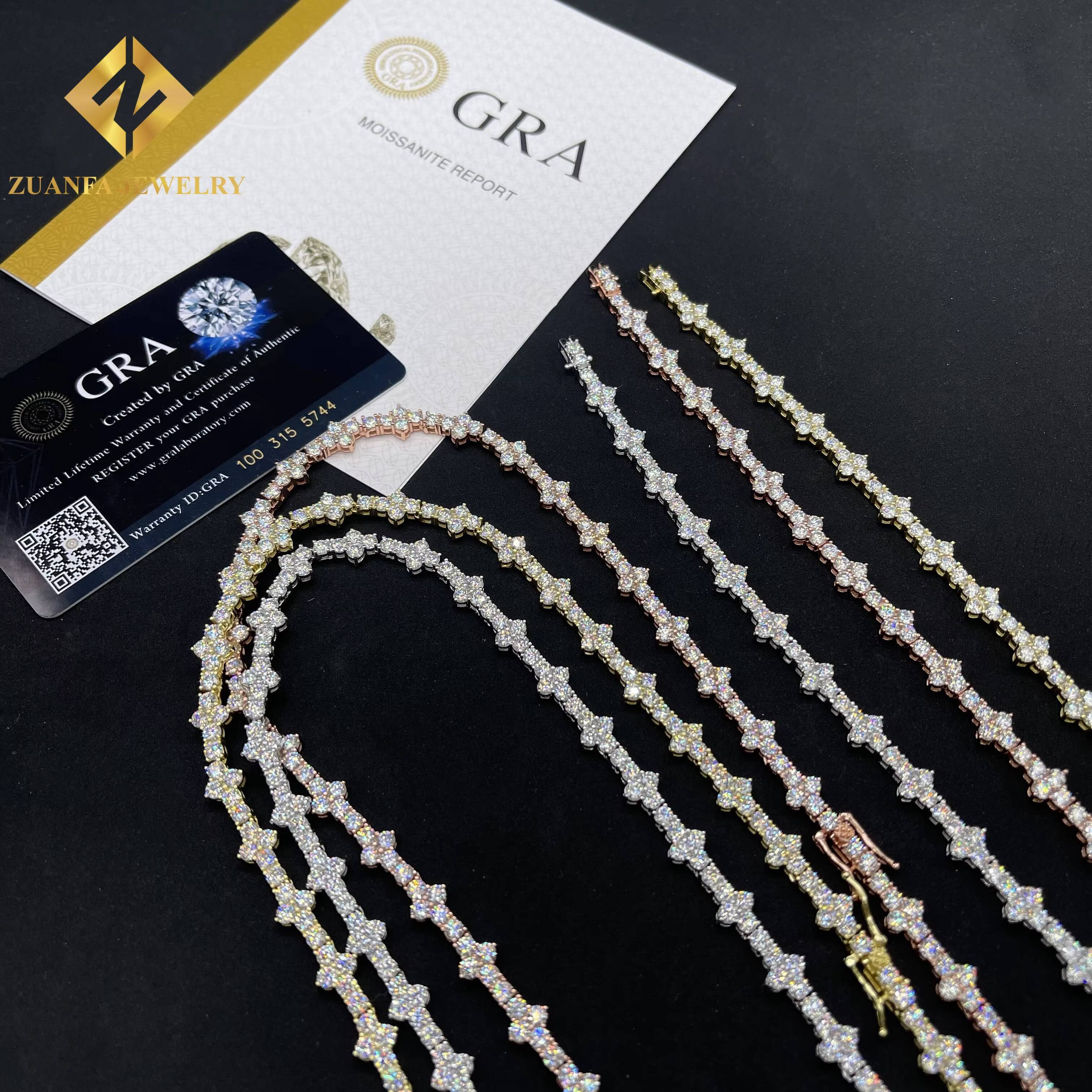 Iced Out Hip Hop Jewelry 925 Silver Cross With Tennis Chain 925 Silver Vvs Moissanite for Men and Women