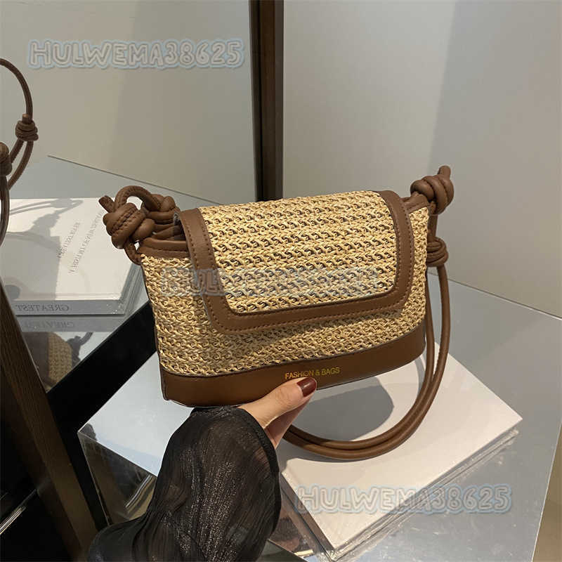 2024 Rainbow Straw Small Bag for Women New Trendy Summer Fashion Woven Shoulder Crossbody Bucket Bag H250806