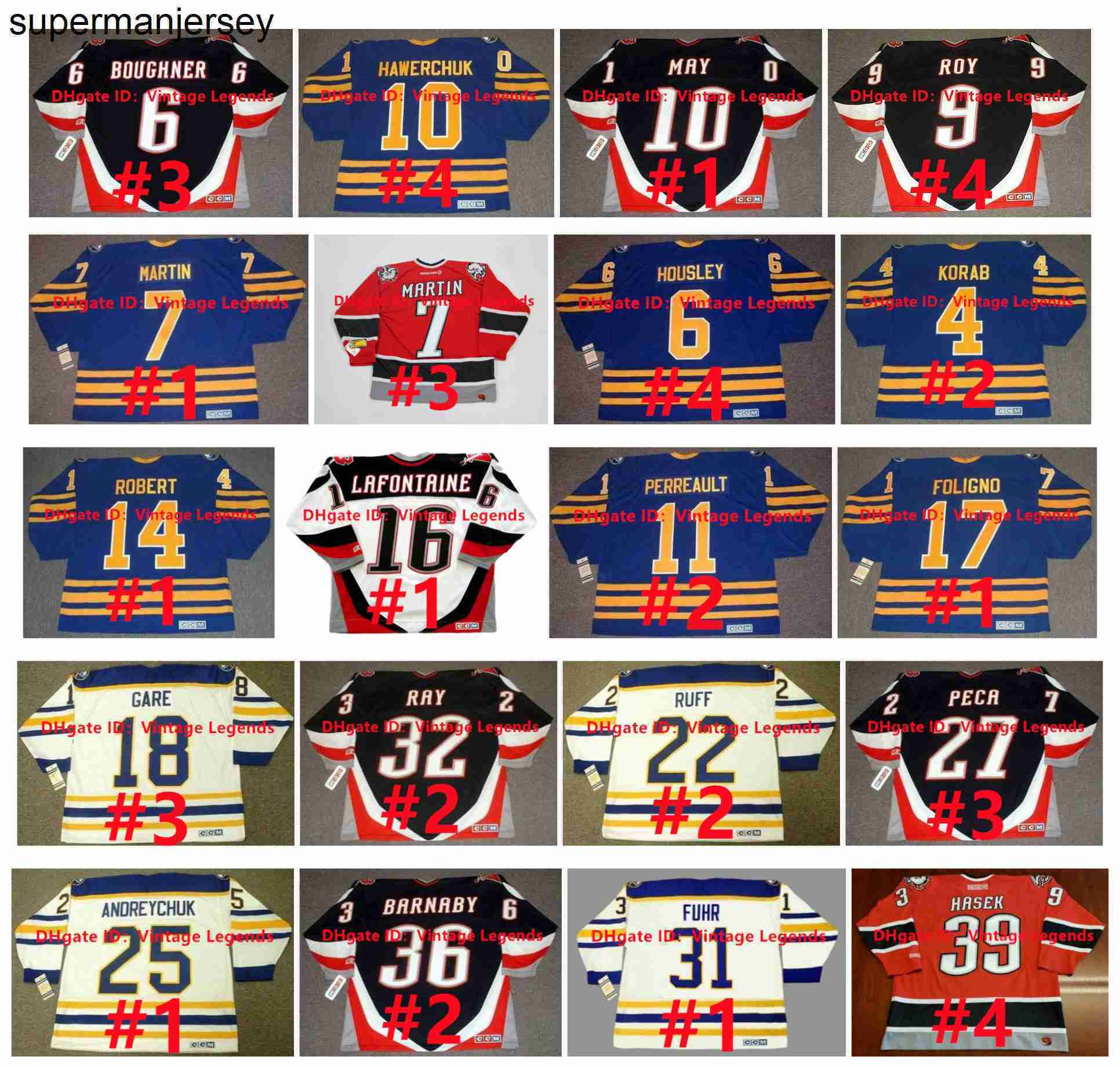 Vintage CCM Daniel Briere Sabres Hockey Jersey Dominik Hasek Phil Housley Gilbert Perreault Mike Foligno dy Ruff Rob Ray Martin Bironmatthew Barnaby Gilmourjames