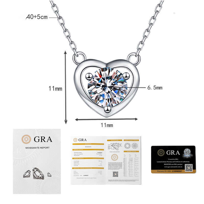 Moissanite Necklace S Sterling Sier Heart Single Dia Pendant Simple Versatile Heart-shaped Collarbone Chain