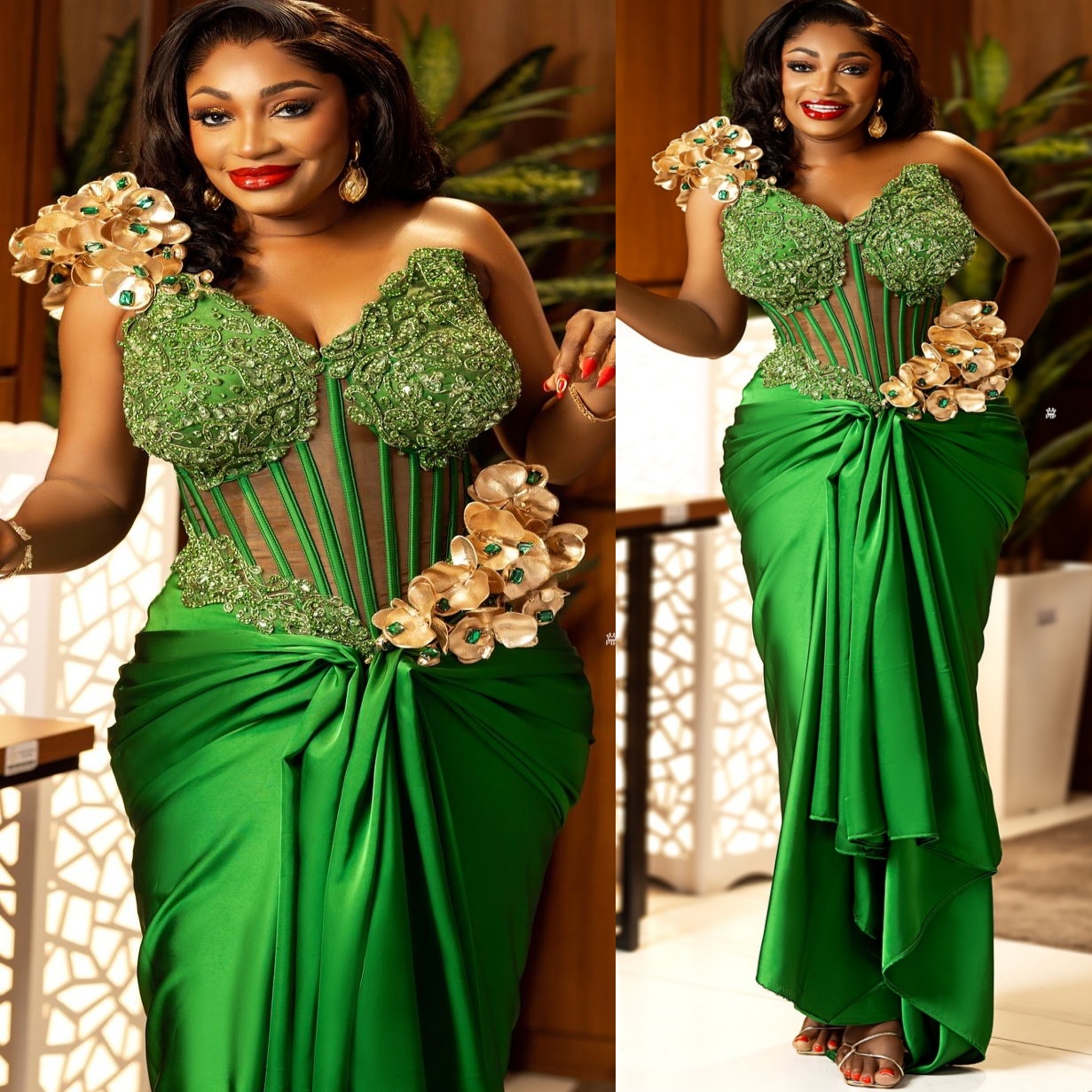 Green Sheath Prom Dresses 2025 Flowers Crystals Lace Satin Evening Formal Party Second Birthday Engagement Gowns Plus Size Dress For Special Occasions