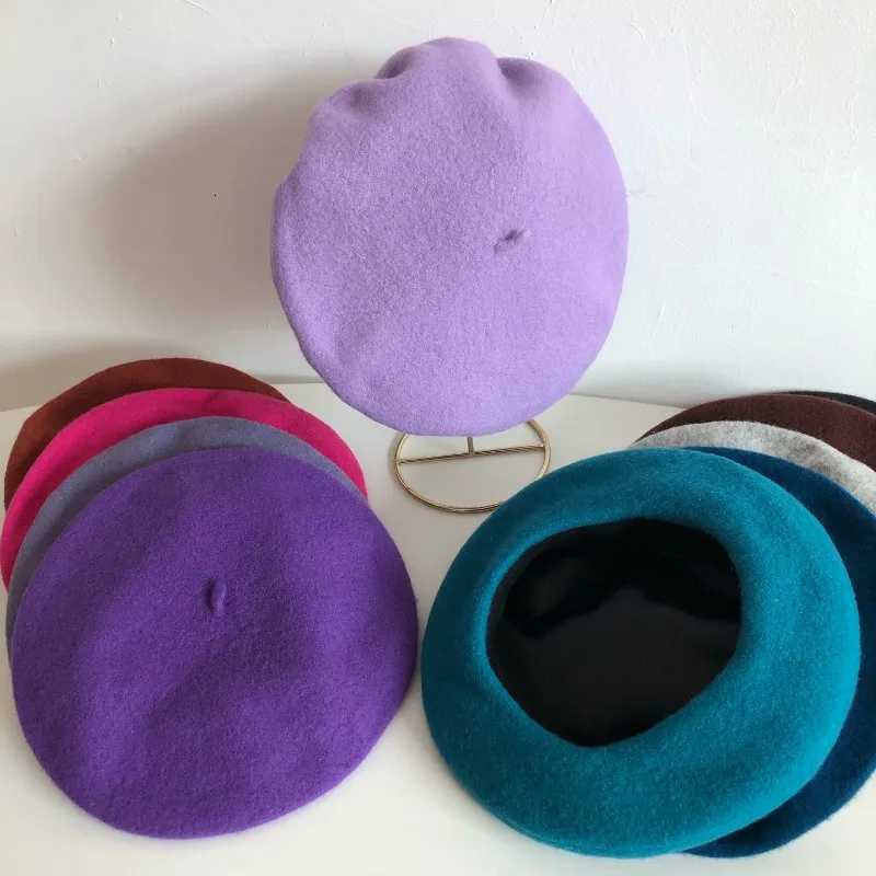 100% Wool Berets Autumn and Winter Headl Cs Can Color Berets Elegant Womens Autumn and Winter Cs Wholesale XJ250807