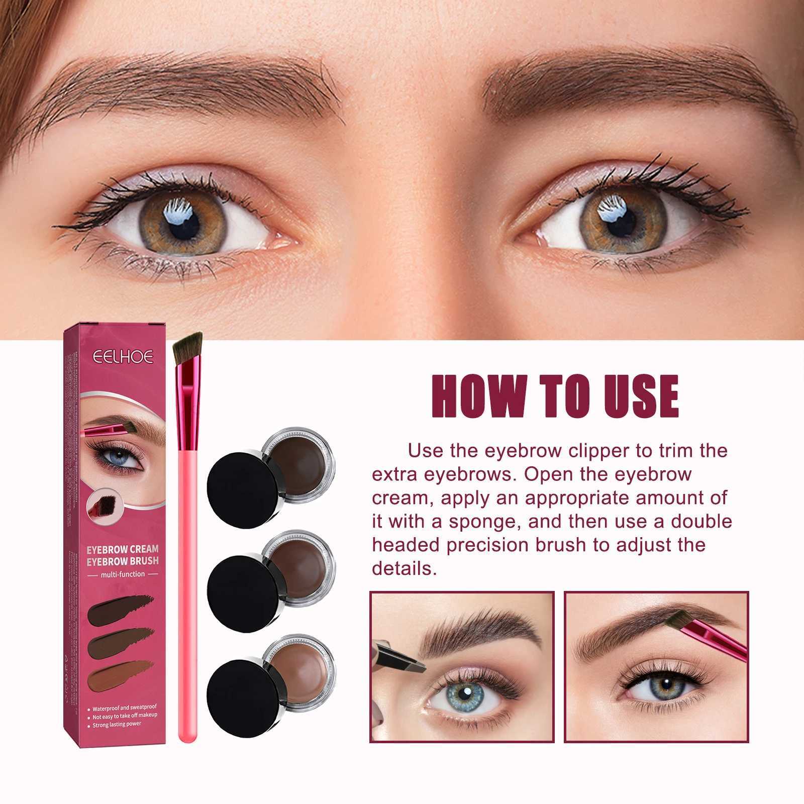3Color Eyebrow Pomade Eyebrow Eyeliner Gel Waterproof Long-lasting Tinted Sculpted Brow Gel with Brush Eyebrow Stamp Pencil Kit W250807