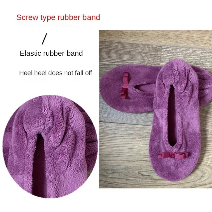 Home Slipper Women Winter Warm Indoor Floor Shoes Flat Fluffy Lazy Female Black house Ballerina Slipper Socks dancing Flipflop 250805