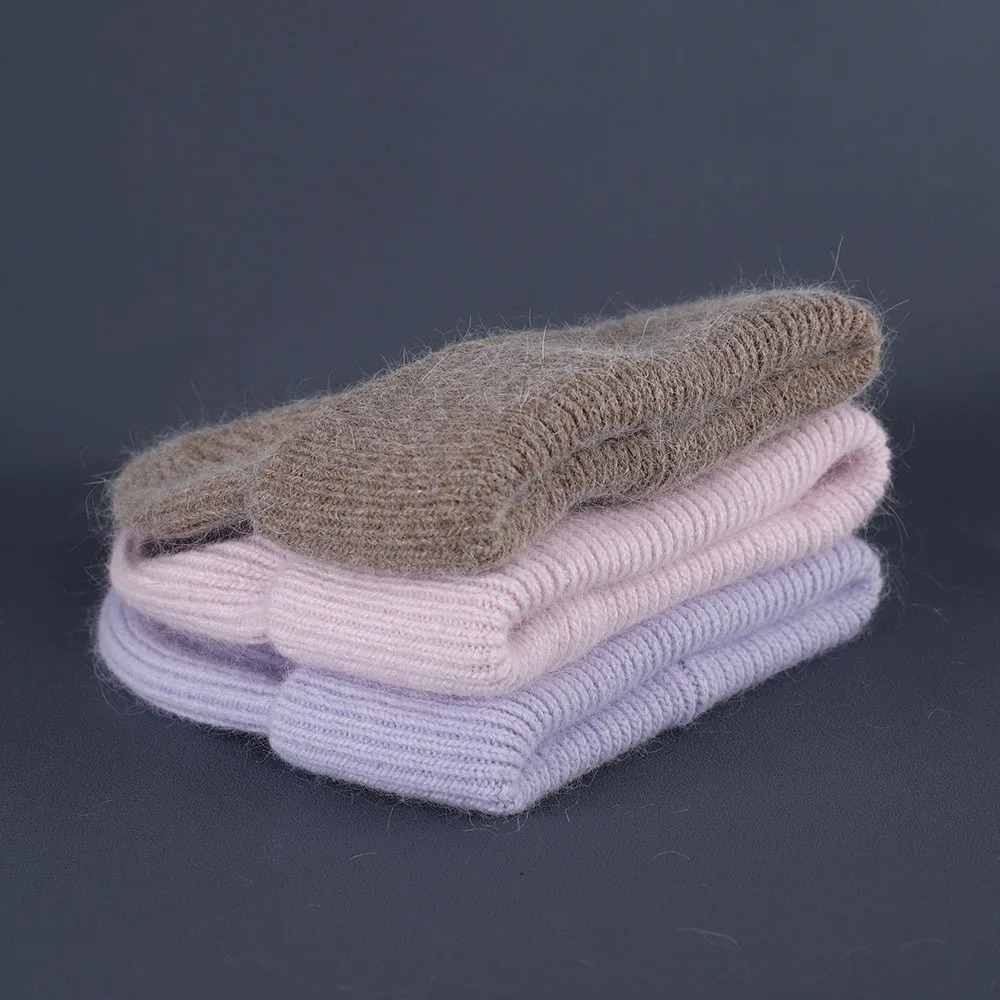 Rabbit Fur Beanies Soft Warm Fluffy Winter Hat for Women Angora Knitted Hat Skullies Beanies Female Bonnet Woman Knit Cap 250806