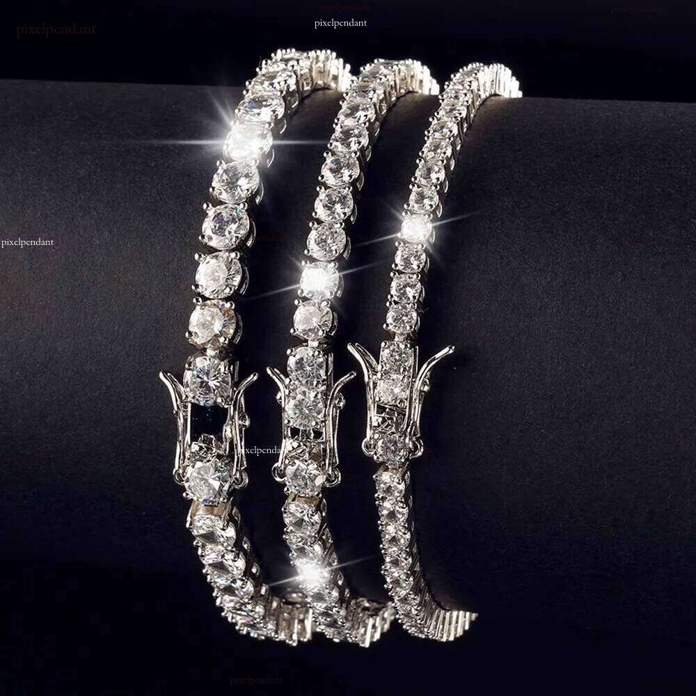 Juncheng GRA VVS Moissanite S Sterg Sier 10K 14K Gold Plated Chain Tennis Bracelet for Men Women Dia