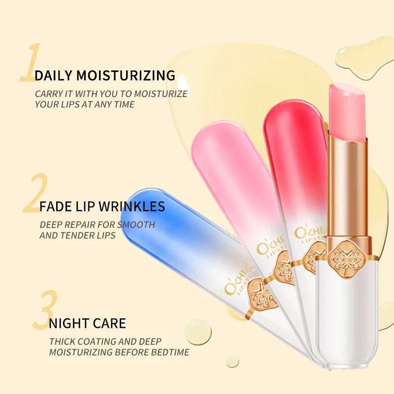 OCHEAL Color Changing Lipstick Fruit Lip Balm Moisturizing Waterproof Long Lasting Moisturizing Lip Balm Temperature ChangingXJ250807
